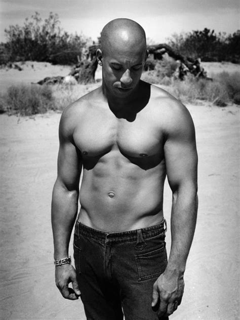 Vin Diesel Shirtless Hot Actor Bw 16x12 Print Poster