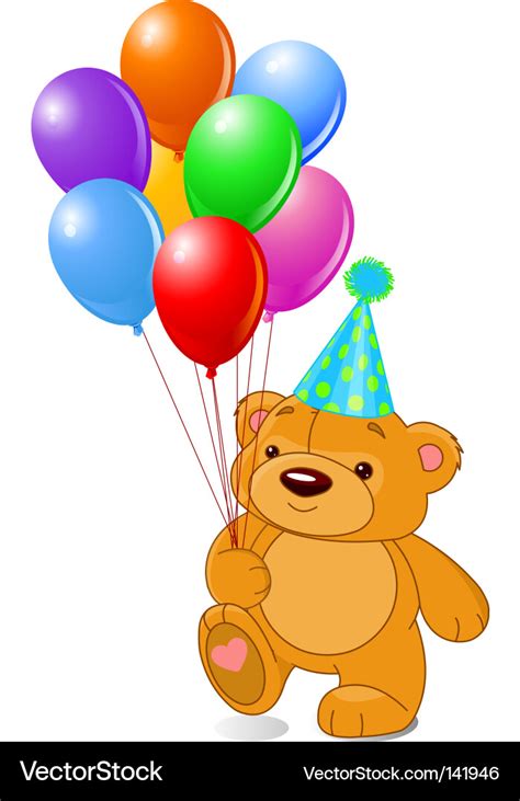 Cartoon Teddy Bear With Balloons