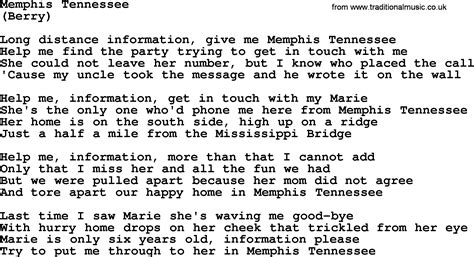 Memphis Tennessee, by The Byrds - lyrics with pdf