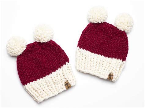 Knitting Patterns Galore Santa Double Pompom Christmas Hat