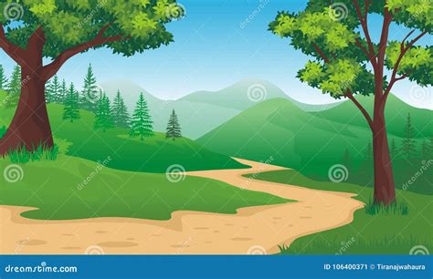 Cartoon Nature Landscape Path Over The Mountains | CartoonDealer.com ...