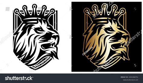 Set Two Lion Head Crown Vector Stock Vector (Royalty Free) 2201260751 ...