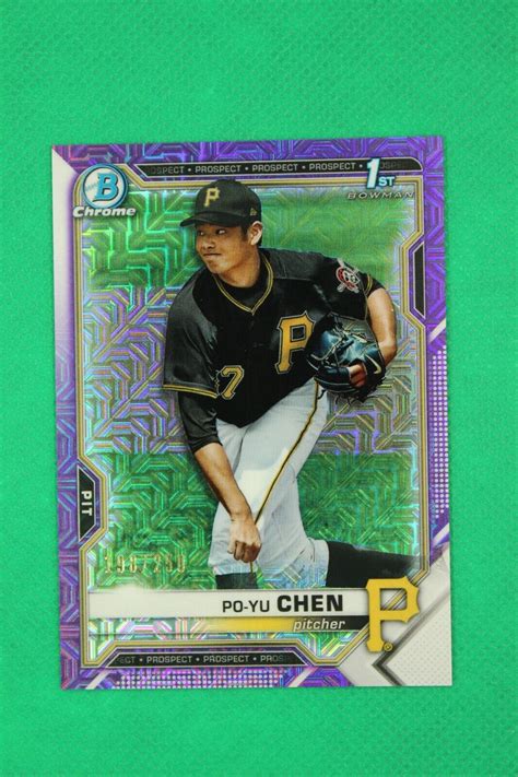 2021 Bowman Chrome Po Yu Chen Bowman 1st Purple Mega Mojo Refractor