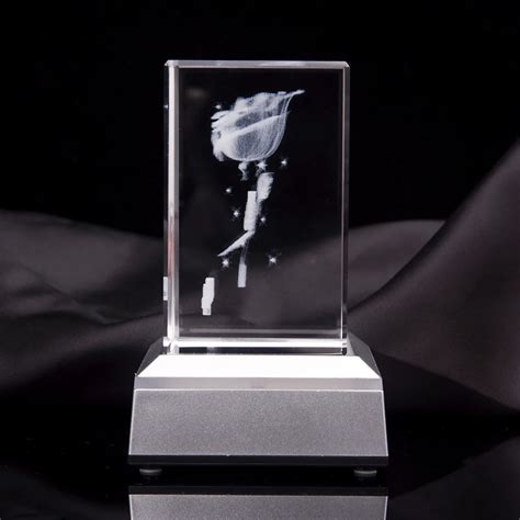 New Design D Laser Etched Crystal Blank Block Glass Cube With Led