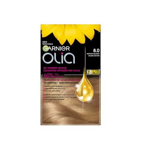 Garnier Olia Permanent Hair Dye Ammonia Free Hair Color 8 0 Medium Blonde Long Lasting Hair