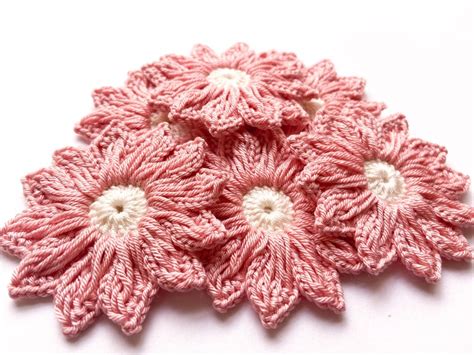 Daisy Crochet Flower Set Of 12 Crochet Flower Applique Etsy