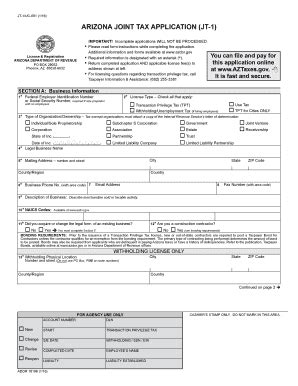 Fillable Online Azdor Jt Uc Arizona Joint Tax Application