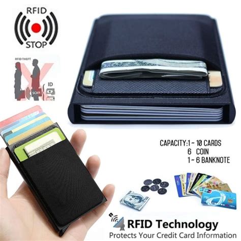 Slim Aluminum Smart Wallet With Elasticity Back Pouch Id Credit Card