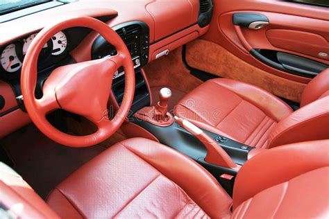 Red Convertible Sports Car Interior Stock Photo - Image of classic ...