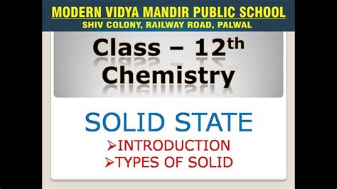 Class 12th Chemistry Solid States YouTube