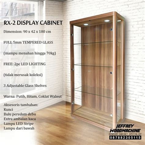 Jual Rak Display Lemari Hias Pajang Pajangan Kaca Coklat Walnut