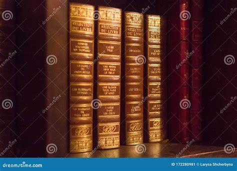 Antique Book Collection On A Bookshelf Editorial Photo Image Of Book