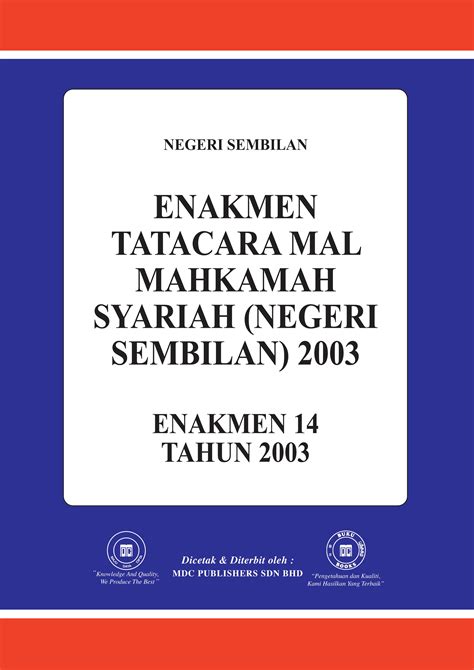 Islamic Law ENAKMEN TATACARA MAL MAHKAMAH SYARIAH NEGERI SEMBILAN