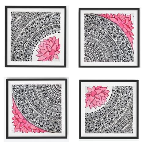 Mandala Art 21 36 X 36 Cms Including Frame Set Of 4