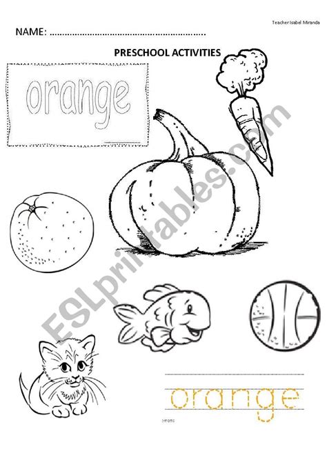 Orange Colour Esl Worksheet By Isamira