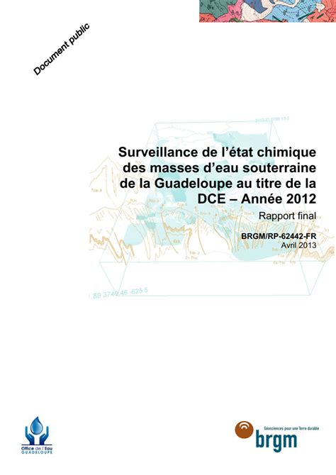 Surveillance De L Tat Chimique Des Masses Deau Souterraine De La