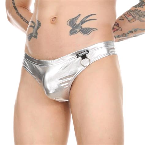 Herren Wet Look Slip Tanga Sexy Kunstleder Unterhose String Unterwäsche