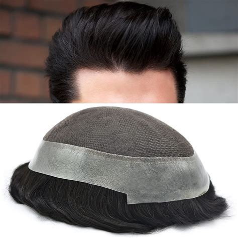 Mens Toupee Human Hair Toupee For Men Swiss Lace Thin Skin