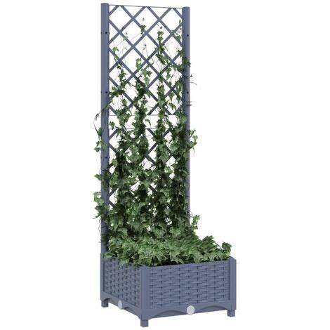 Fioriera Da Giardino E Graticcio Grigio Scuro 40x40x121 5 Cm PP