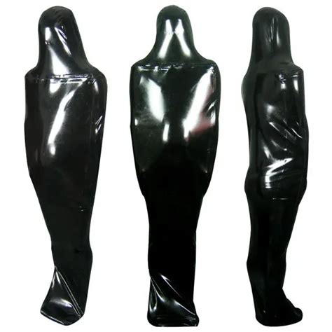 Schwarz Sexy Ganzkörper Latex Bodybag Gummi Sack Fullbody