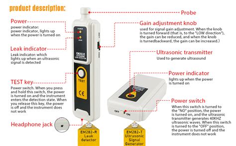 Ultrasonic Leak Detector With Earphone Transmitter Khz Khz Air