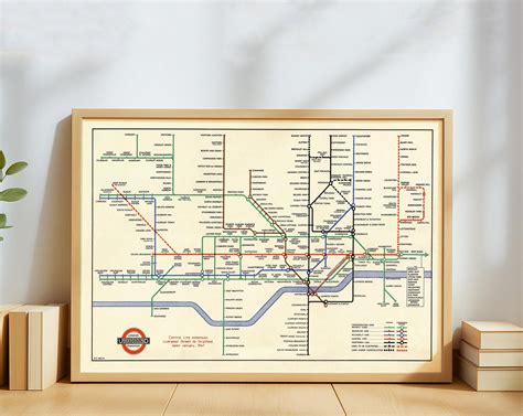 Vintage London Underground Map Poster – Retro Tube Railway Guide