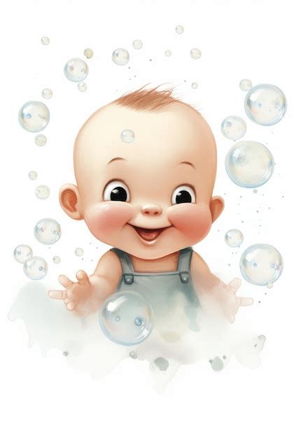 Premium Photo Watercolor Illustration Of A Baby Boy Playing With