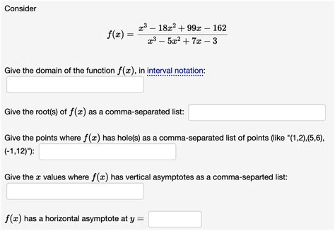 Solved Consider F X X3−5x2 7x−3x3−18x2 99x−162 Give The