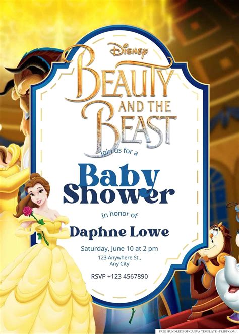 Beauty And The Beast Baby Shower Invitation Templates Baby Shower