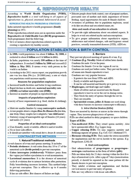 4 Reproductive Health Pdf Sexually Transmitted Infection Birth Control