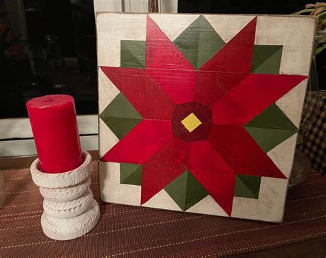 Poinsettia Barn Quilt Free Shipping Etsy