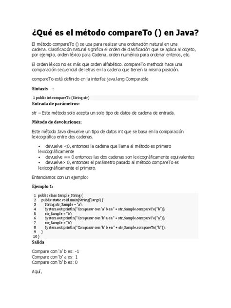 Metdos Sub String Y Compareto Pdf Java Lenguaje De Programación