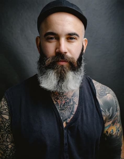 Premium Photo Handsome Hipster In Shirt Bearded Man With Tattoo