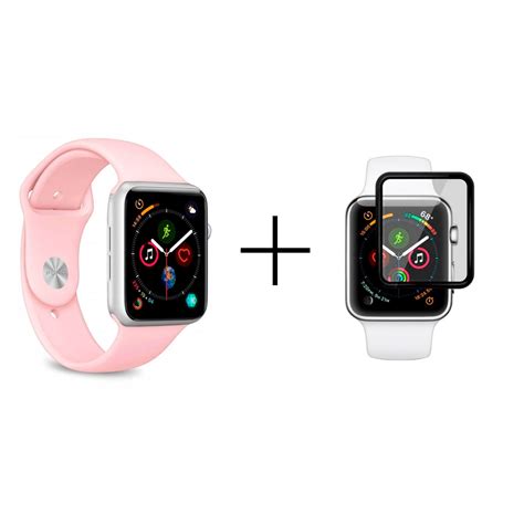 Protector De Pantalla Correa Silicona Rosa Apple Watch Series 4 Y 5