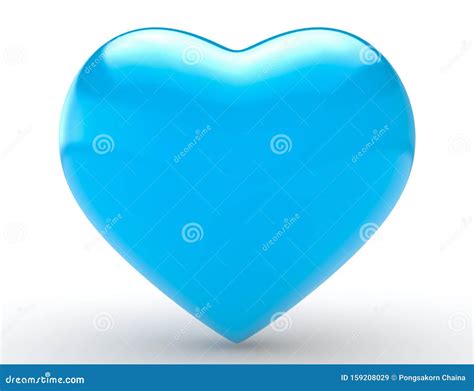 Big Blue Heart Isolated On White Background 3d Rendering Stock