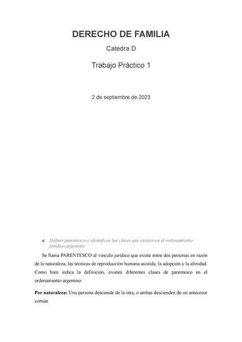 Tp Es El Practico La Primera Parte Del Word Derecho De Familia