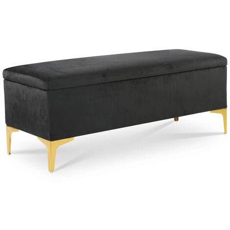 Banquette Coffre Chlo Velours Noir Pieds Dor