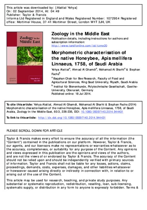 Pdf Morphometric Characterisation Of The Native Honeybee Apis