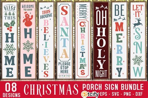 Christmas Porch Sign SVG Bundle Vertical Graphic By Etcify Creative