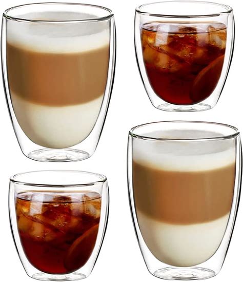 Redlemon Vasos De Vidrio Con Doble Pared De Cristal Para Capuchino O