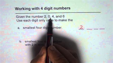 Write Smallest Four Digit Number From Given Digits Junior Math