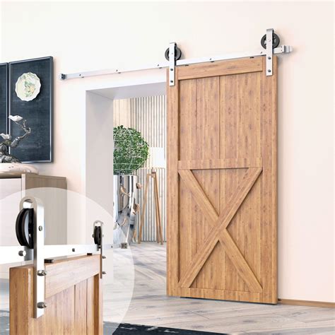 Homacer Brushed Nickel Sliding Barn Door Hardware Kit For One Single