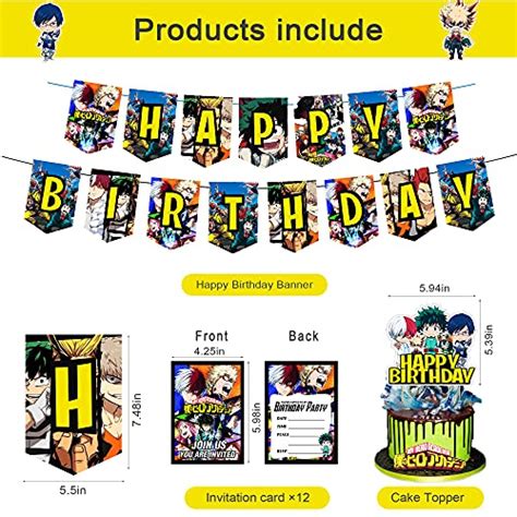 My Hero Academia Birthday Party Supplies，including 1 Birthday Banner 1