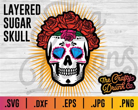 Roses Sugar Skull Svg Dia De Los Muertos Skull Svg Mexican Etsy