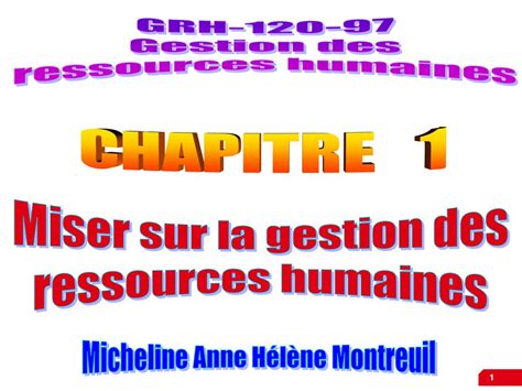 GRH Gestion des ressources humaines CHAPITRE 1 ppt télécharger