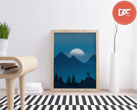 Printable Wall Art, Blue Moon Landscape Poster, Digital Download - Etsy