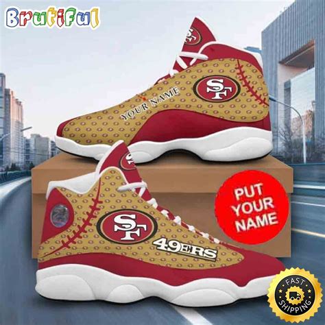 Custom Name NFL San Francisco 49ers Logo Pattern Air Jordan 13 Shoes