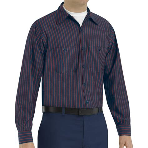 Red Kap Red Kap® Men S Long Sleeve Industrial Stripe Work Shirt