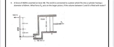 Solved 4 A Force Of 460N Is Exerted On Lever AB The End B Chegg