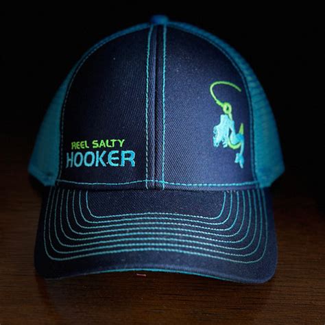 Reel Salty Hooker Navy/Turq/Green Logo Contrast Stitch Trucker Cap ...